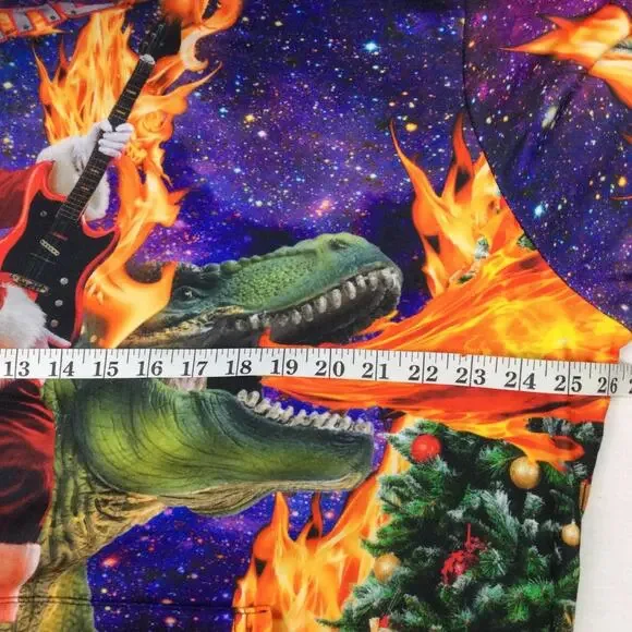 Threadcraft Santa Trex Graphic Hoodie Ugly Christmas Sweater Sweatshirt Men's L - Picture 10 of 12